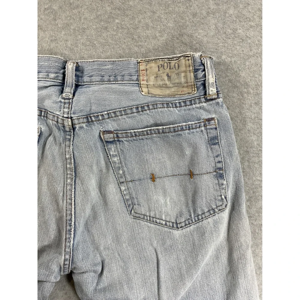 Polo Ralph Lauren Distressed Light Wash Straight Leg Mens 33x30 Vintage RL 1875